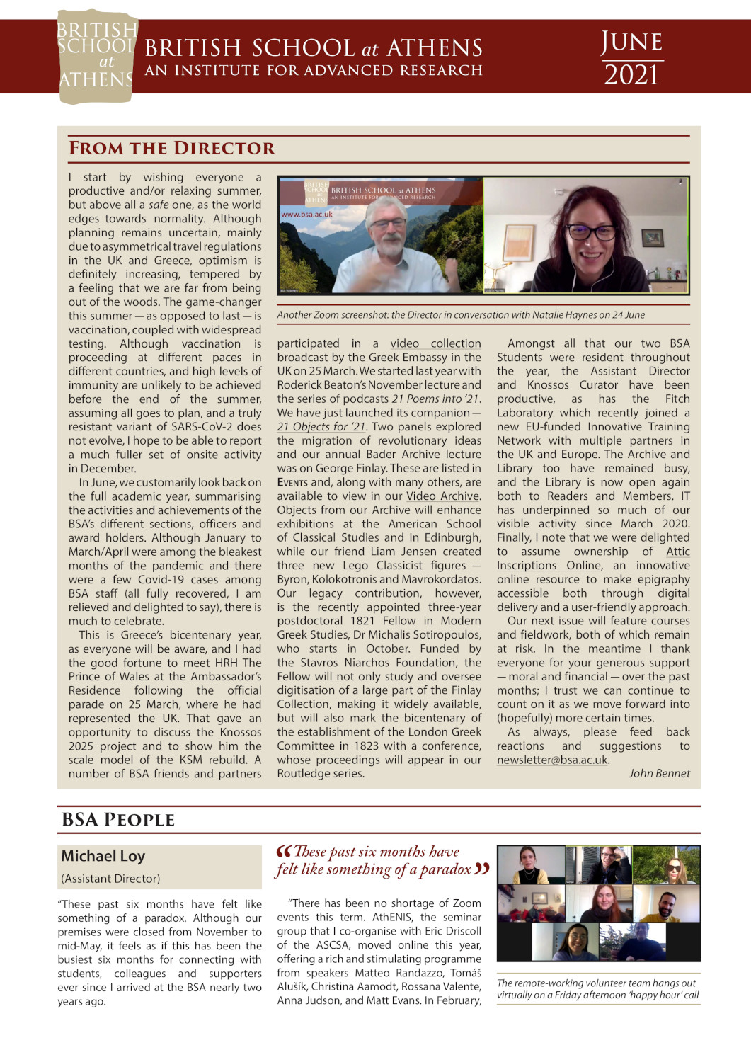 BSA newsletter, June 2021